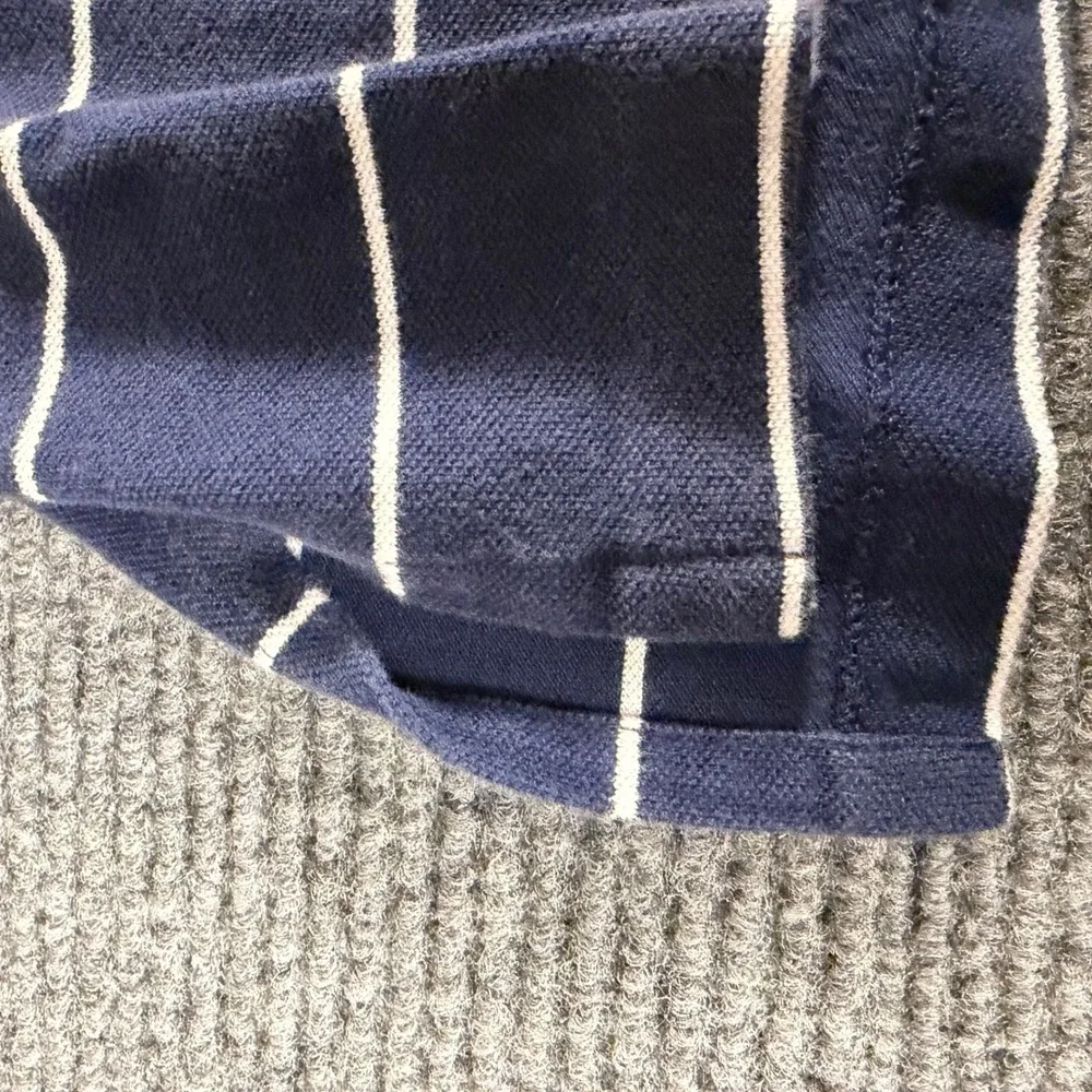 Polo Ralph Lauren Mens 4XB Navy Blue White Striped Short Sleeve Pique Polo Shirt